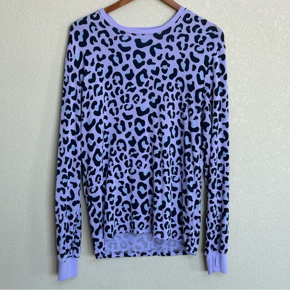 Jambys Pajama Set Lavender Leopard Long Sleeve Crew Top & Pants Unisex Medium - Picture 2 of 8